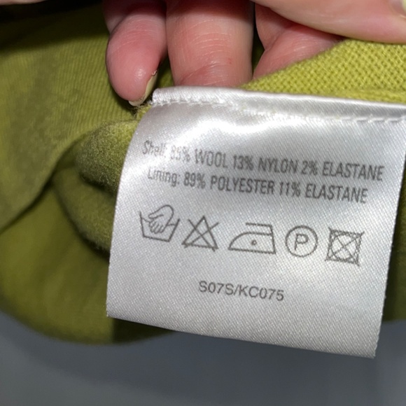 DONATED - Karen Millen (2) chartreuse (lime green/yellow) soft wool mini dress. - Picture 4 of 16